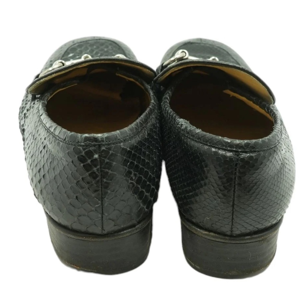Gucci Black Python Snakeskin Silver Horse Bit Buc… - image 2